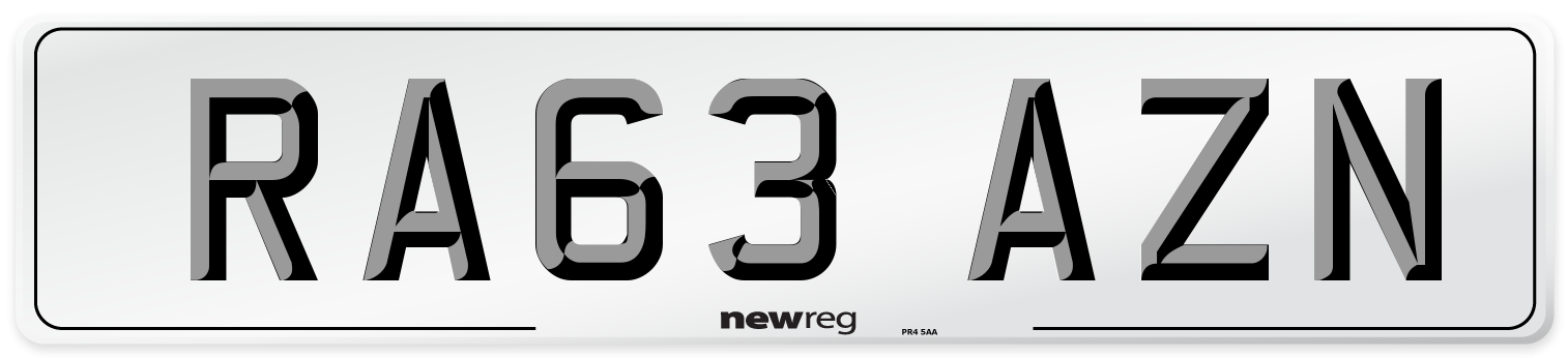 RA63 AZN Number Plate from New Reg